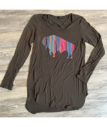 Boutique Style Buffalo Graphic Green Rainbow Shirt Top Zutter USA Women&#39;... - £7.66 GBP