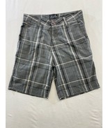 West 49 Men&#39;s Chino Shorts Size 28 Gray Blue Plaid Polyester Blend - $7.92