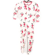 Carters Fleece Footie Pajamas 4T Girls Rose Floral White Pink Winter PJs - £15.39 GBP