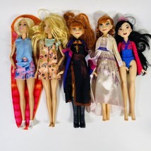 Girls Doll Lot Of 5: Disney’s Frozen Anna &amp; Mulan Barbie w/ Clothes 11” Toys - £14.20 GBP