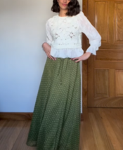 ZARA BNWT 2025. GREEN ECRU METALLIC THREAD PRINT MAXI SKIRT. 2508/128/09... - $94.76
