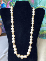 Vintage Costume Jewelry Gold Tone Faux Golden Pearl Graduated Beads Neck... - £9.02 GBP