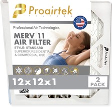 Proairtek AF12121M11SWH Model MERV11 12x12x1 Air Filters (Pack of 2) - £12.78 GBP