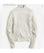 New J Crew Metallic Merino Wool Sweater Ruffle High Neck Sz M Gray Long ... - £47.54 GBP
