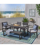 Acacia Wood Dining Set: 6-Seater Outdoor w/ Bench - $1,743.81 CAD