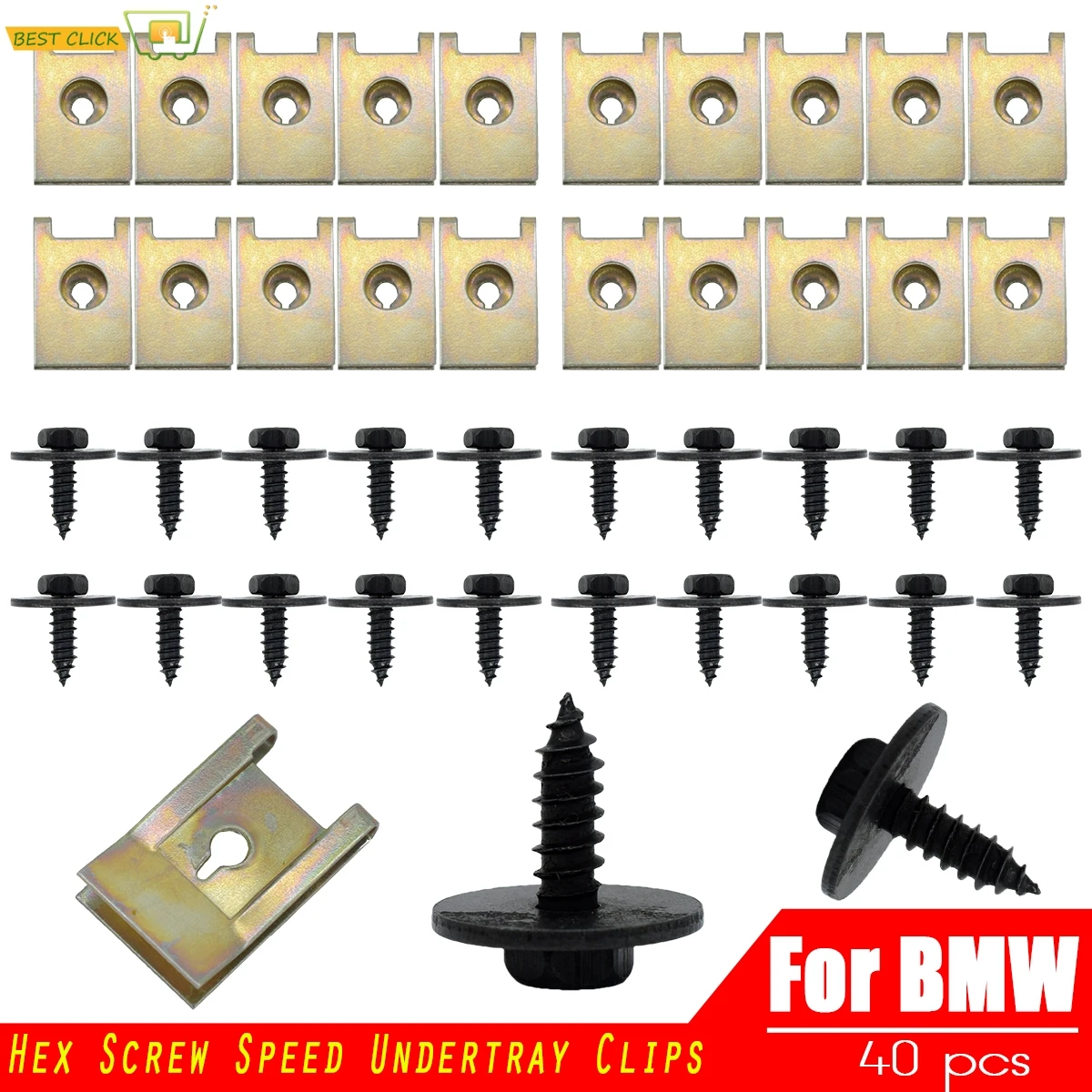 40pcs Chassis Engine Guard Metal Nut/Screw Washers U-shape Clip For BMW ... - $14.58