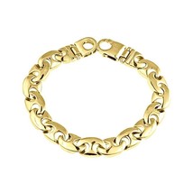 Men&#39;s Mariner Curb Link Bracelet 14k Solid Yellow Gold Handmade 63 g 11 mm - £5,023.04 GBP