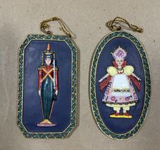 Russian Toy Soldier &amp; Doll Nutcracker Embossed Hand Painted Ornaments 4¼" - $9.89