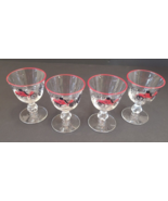 Vintage Clear Stemmed Sherry Glasses Red Rim 1899 Packard  Car 4 - $10.84