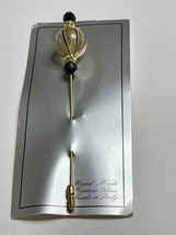 Vintage New Old Stock 4.5&quot; silver tone  Italian Murano art glass stick pin - $10.00