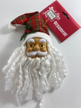 Christmas House Santa Head Ornament White Plastic Face Beard Tree Decoration - £17.97 GBP