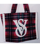 New Victoria&#39;s Secret Weekender Tote Bag Red Plaid VS Logo Fleece Trim H... - $539.56 MXN