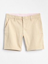 New GAP Kids Girls Uniform Beige Stretch Twill Cotton Pockets Midi Shorts 6 - $14.84