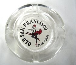  Vintage Old San Francisco Steakhouse  Clear Glass Ashtray Round 4&quot;  - £15.17 GBP