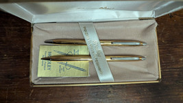 Vintage Bradley Ball Point Pen and Pencil Set, Gold Tone and Chrome in Case - $19.34