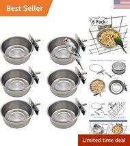 6 Pcs Bird Feeding Dish Cups Parrot Food Bowl Clamp Holder Coop Cup, Bir... - $29.87