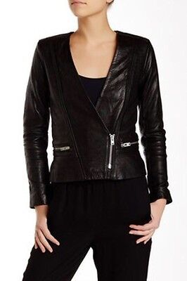 NWT $1400 IRO Leather Jacket Black Imael Asymmetrical Zipper IT 38 XS - $349.00