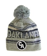 Oakland CA Patch Fade Out Cuffed Knit Winter Pom Beanie Hat (Gray/Black) - £11.95 GBP
