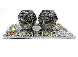 Jerusalem Candlesticks Shabbat Candles- Candle Holders with Tray Silver ... - £52.98 GBP