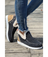 Carbon Grey Suede Stitching Patchwork Plush Lined Anklet Boots - $478.61 MXN