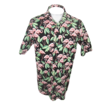 Bespoke Men Hawaiian custom shirt p2p 23 slim fit M Pink Flamingo tropical bird - £22.93 GBP