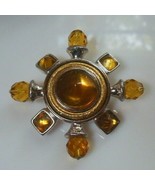 Vintage Signed  AK &quot;Anne Klein&quot; Gold-tone Amber-tone Brooch - €21,27 EUR