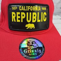 Grizzley Lids Hat California Republic Mens Red Snapback Ball Cap Flaw - £11.67 GBP