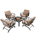 5 Pieces Patio Rocking Chairs and 4-in-1 Fire Pit Table with Fire Poker ... - $18,953.89 MXN