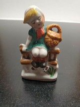 3 Inch Little Girl with basket sitting above a cat porcelain figurine - ... - £7.29 GBP