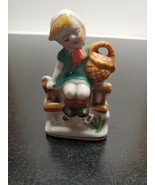 3 Inch Little Girl with basket sitting above a cat porcelain figurine - ... - £7.29 GBP