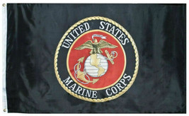USMC United States Marine Corps DBL Sided USA Black 3&#39;X5&#39; Flag Rough Tex® 100D - £23.03 GBP