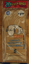 Vtg Peanuts Snoopy Brown Paper Lunch Bags 20 Pack Protected By Watch Beagle Nip - £8.37 GBP