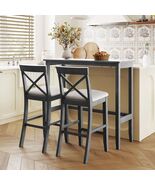 TOPMAX Farmhouse 48&quot; Wood Bar Height Dining Set, 2 Chairs, Small Spaces - $491.77 CAD