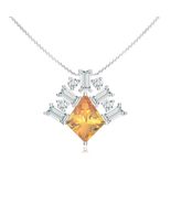 KICKY &amp; PERKY 925 Sterling Silver Pentagon Shape Citrine and Moissanite ... - $125.10