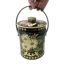 Daisy Bouquet Cookie Tin W Handle VTG Embossed Lithography Candy Biscuit 6.5”H - £25.81 GBP