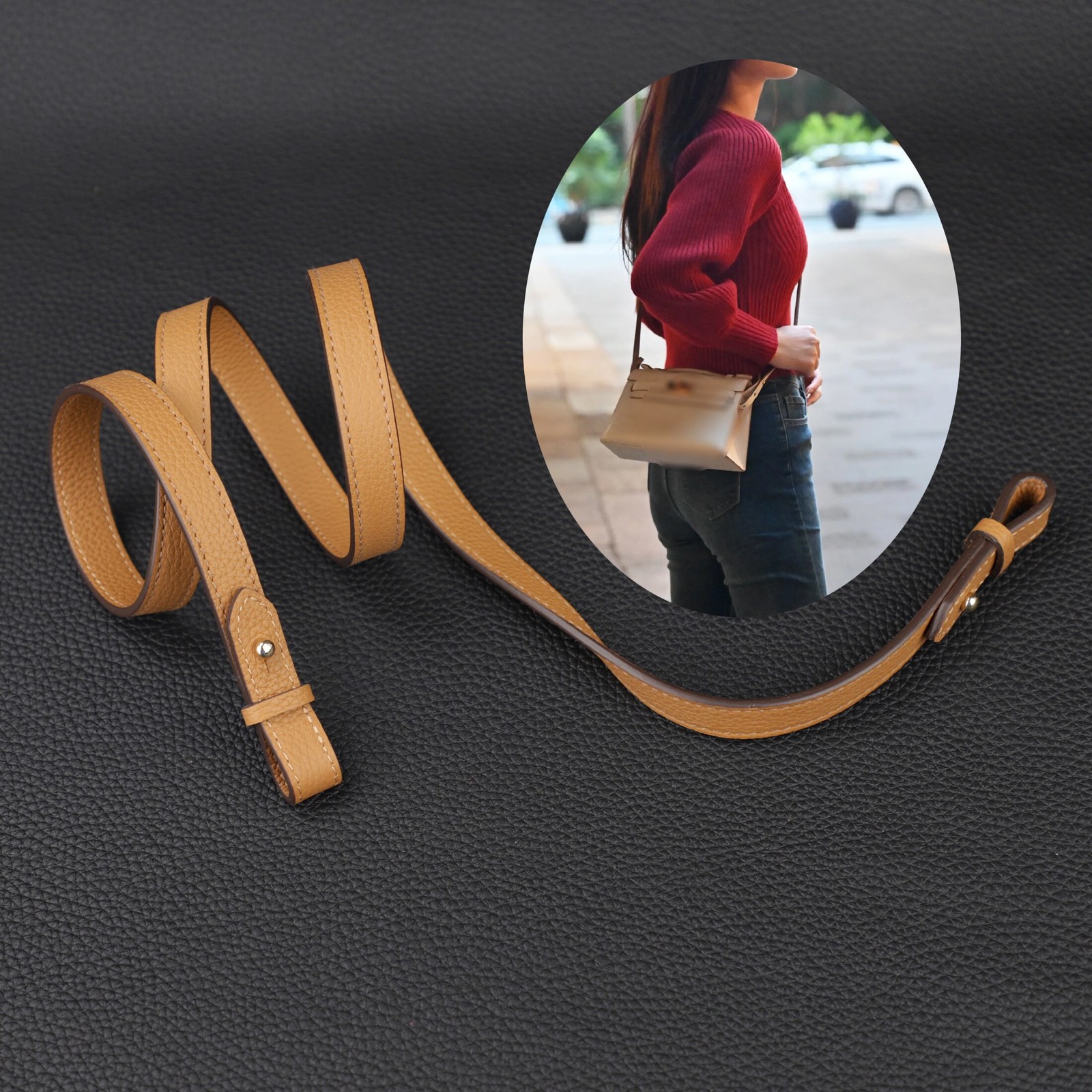 15mm Swift leather shoulder strap for kelly pochette,and this strap fit in same