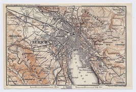 1911 Original Antique Map Of Vicinity Of Zurich Zuerich / Switzerland - £15.18 GBP