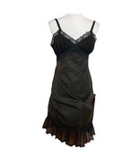 Vintage Black with Red Glow Full Slip Lacey Pleated Bodice Hem Sz 36 Nyl... - $31.88