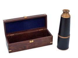 Deluxe Class Admiral Antique Brass Leather Spyglass Telescope 27&quot;&quot; w/ Rosewood B - £130.46 GBP