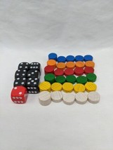 Lot Of (32) Board Game Wooden Discs And D6 Dice - $14.85