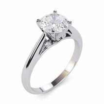 Moissanite Set Solitaire Engagement Ring in 14K White Gold Over 925 - 2CT - £86.85 GBP