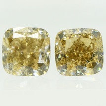 Cushion Shape Diamond Matching Pair Natural Fancy Champagne Loose VS2 3.39 TCW - £3,205.04 GBP