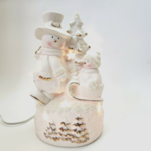 Snowman Bisque Accent Light Figurine Nightlight gilded Porcelain JC Penney Home - £19.93 GBP