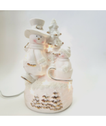 Snowman Bisque Accent Light Figurine Nightlight gilded Porcelain JC Penn... - £20.05 GBP