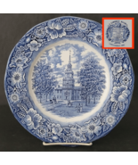 STAFFORDSHIRE IRONSTONE ENGLAND LIBERTY BLUE INDEPENDENCE HALL PLATE 9.75&quot; - $29.05