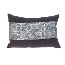 Glam Gray with Silver Sequins Lumbar Throw Pillow - $140.17 CAD