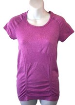 ATHLETA T Shirt Women’s XS Top Short Sleeve Purple Ruched Accents - £12.89 GBP