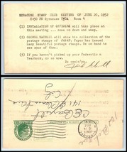 1952 US Postal Card - Syracuse Stamp Club, Syracuse, New York K4  - £2.38 GBP