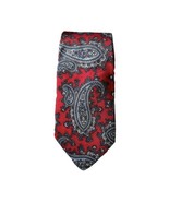 Christian Dior Silk Tie Red Blue Gray Paisley All Silk Made In USA - £17.89 GBP