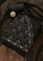 Salwar Suit fabric Black Threadwork Georgette Unstitched - £110.80 GBP